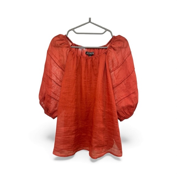 J. Crew Tops - J. Crew Women's Puff-sleeve top in ramie | Red Sand